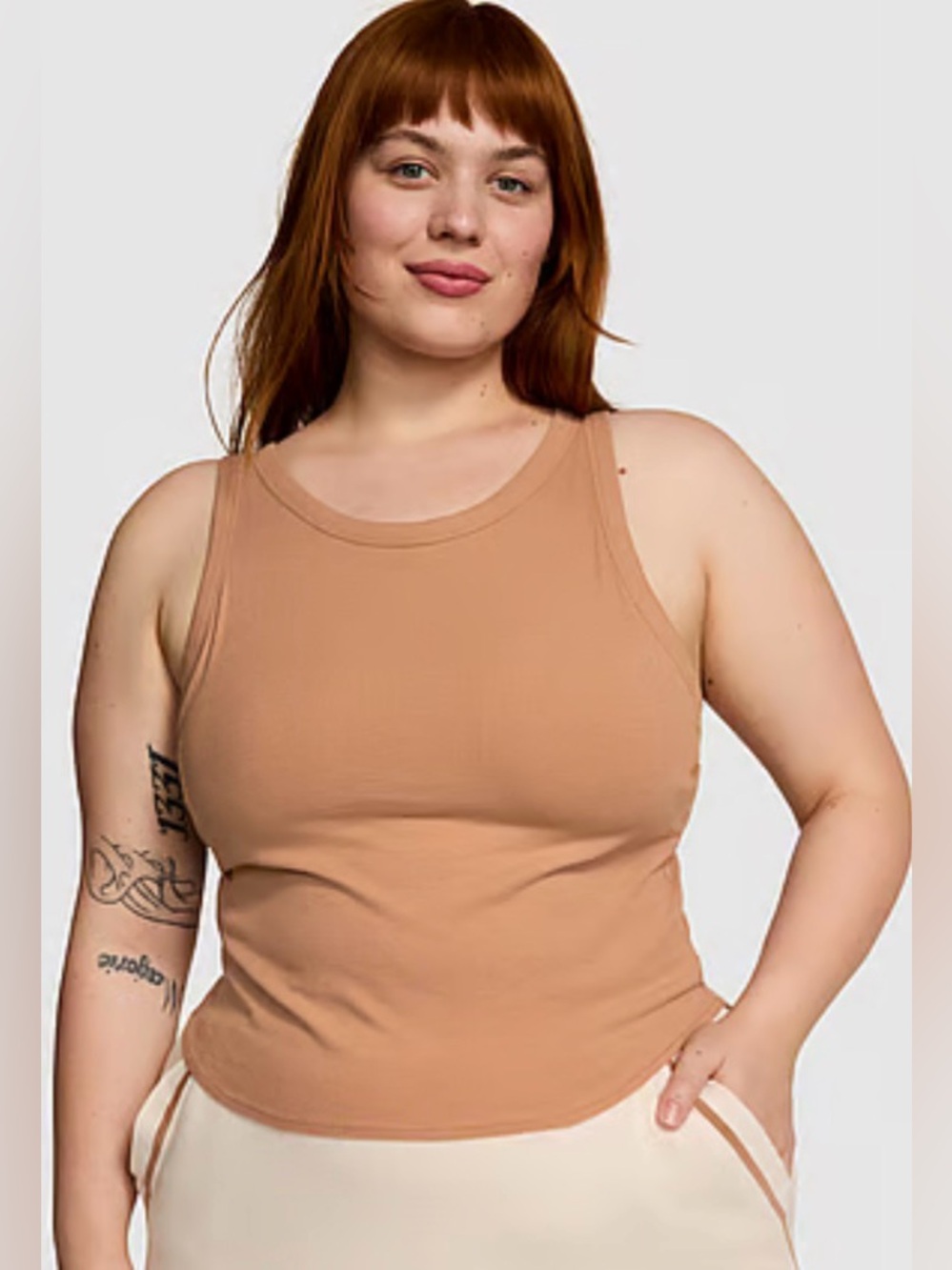 Victoria’s Secret PINK High Neck Tank w/ shelf bra- Camel Size XXL NWT